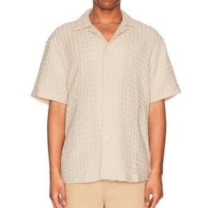 OAS Cream Textured Button-Up Shirt
